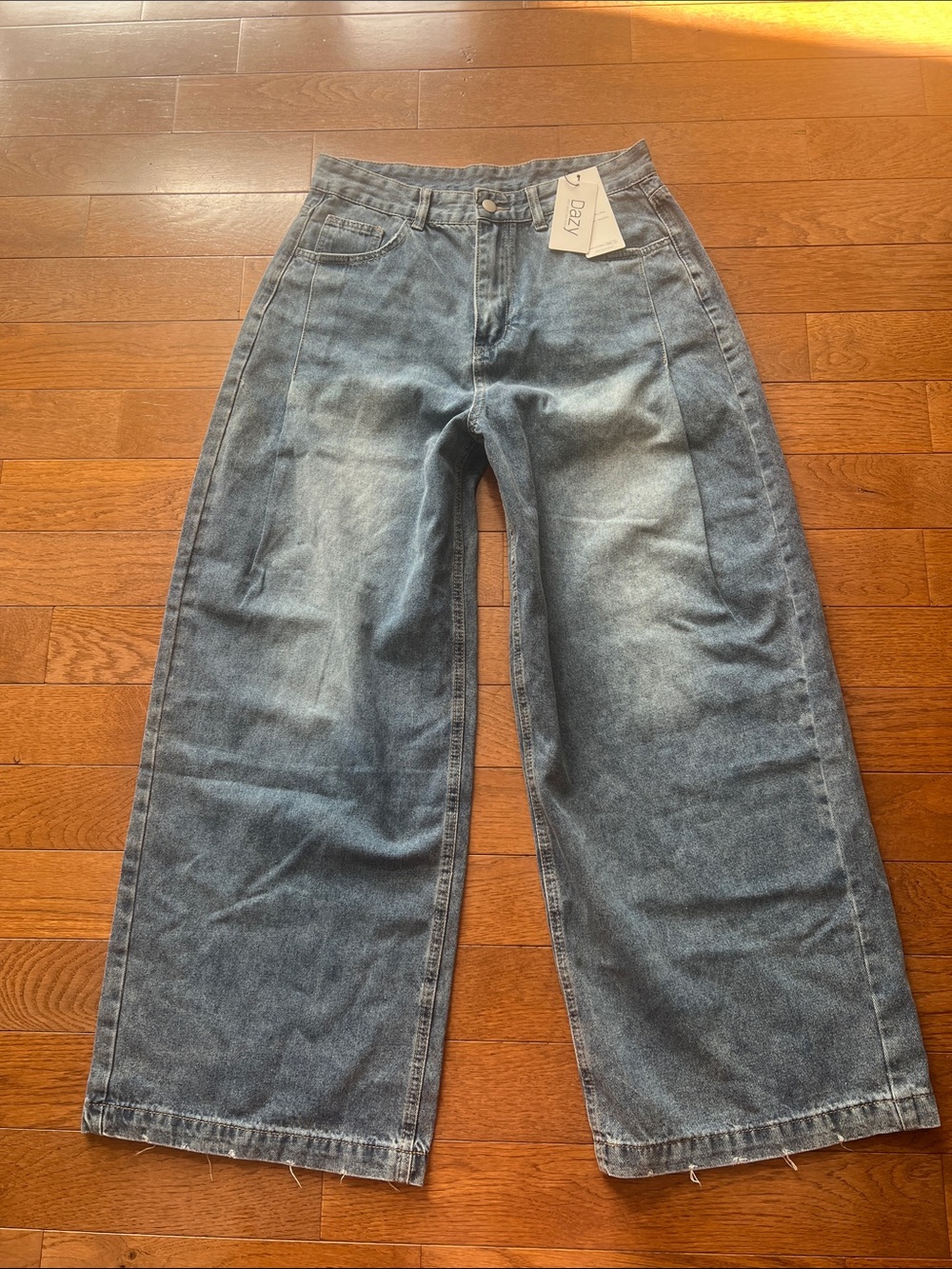 💙DAZY High-Rise Front Pleat Wide Leg Jeans in Blue Wash-29💙